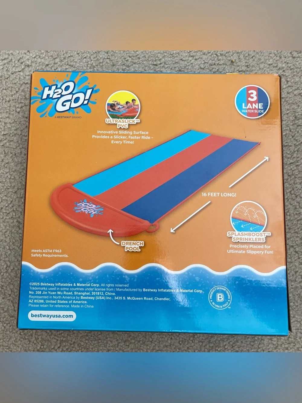Triple Slide Water Slide - Blue & Orange